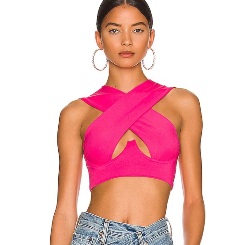 Superdown | Revolve Cross Over Top in Hot Pink Small NWT
